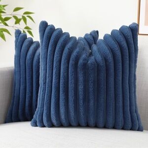Blue Textured Throw Pillow